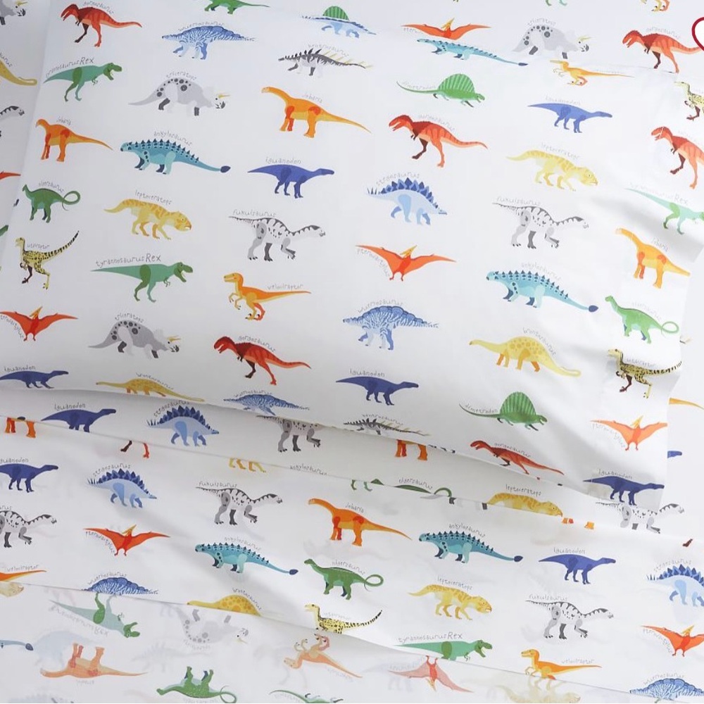 Pottery Barn Kids Finn Dino Organic Sheet Set & Pillowcases, twin
